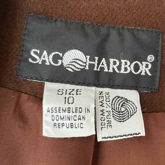 Vintage 100% Wool Chocolate Walnut Brown Sag Harbor Fall Blazer Jacket Size 10 - Picture 6 of 10